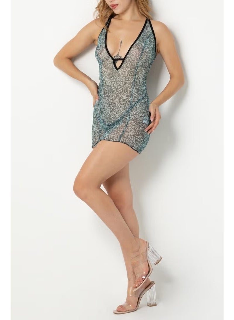 Phevos Patterned Low-cut Nightgown - Image 2